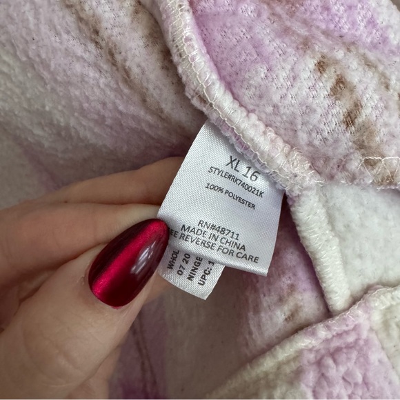 Purple and White Plaid Sherpa Jacket - Picture 3 of 5